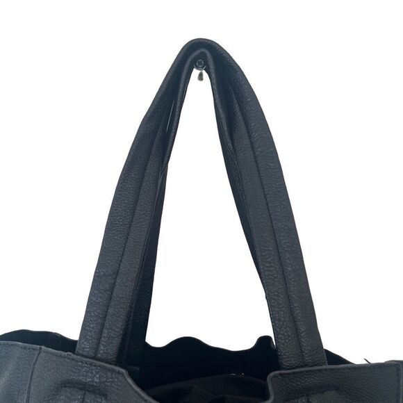 VTG Le Chateau Black Pebble Leather Chain Link Bucket Shoulder Bag Purse - Picture 10 of 11